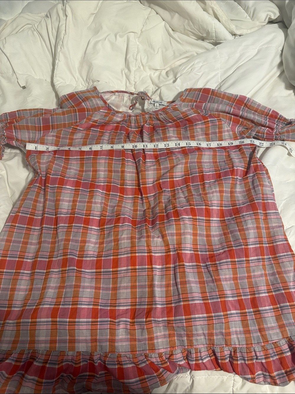 Madewell Size Medium Ruffle Sleeve Plaid minidress tunic
